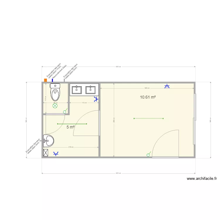 6030 WC et kitchenette. Plan de 