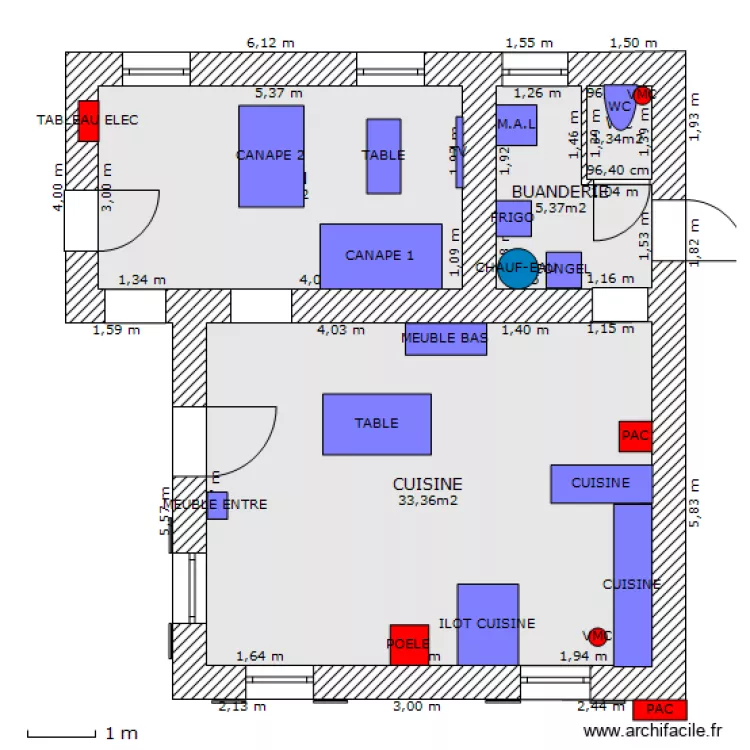 RDC meublé. Plan de RDC meublé. Plan de