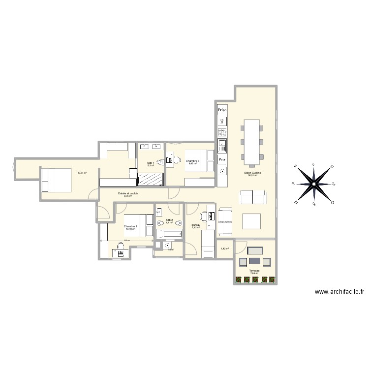 PSJ Atc Option C. Plan de 11 pièces et 115 m2