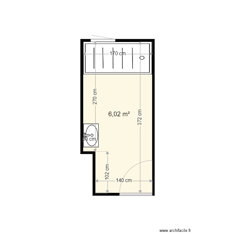 MONTBOBIER MARTINE . Plan de 1 pièce et 6 m2