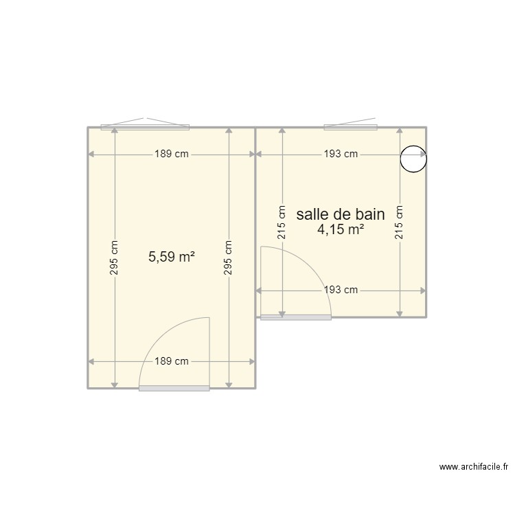 salle de bain. Plan de 2 pièces et 10 m2