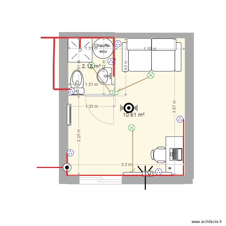 studio. Plan de 0 pièce et 0 m2
