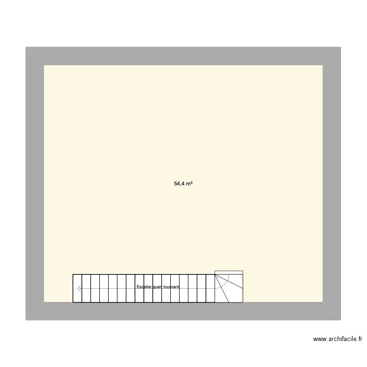 niveau 2. Plan de 1 pièce et 54 m2