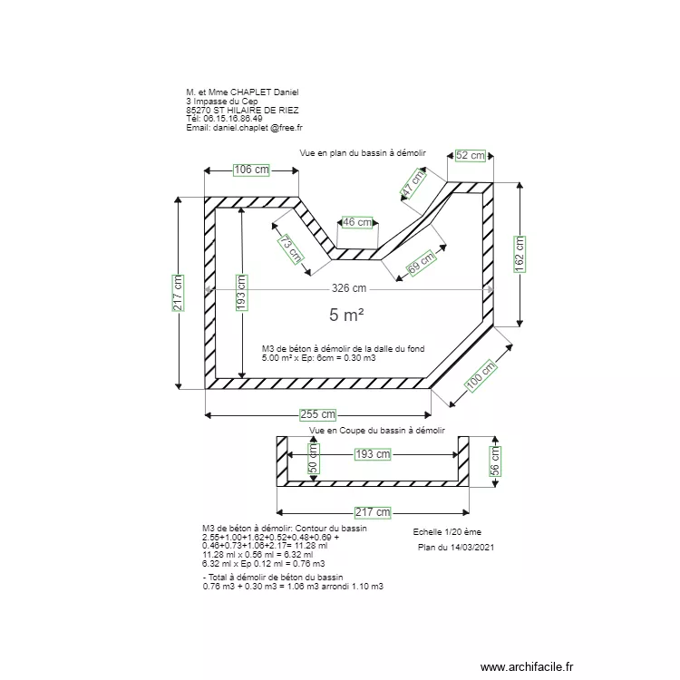 Plan du bassin. Plan de 
