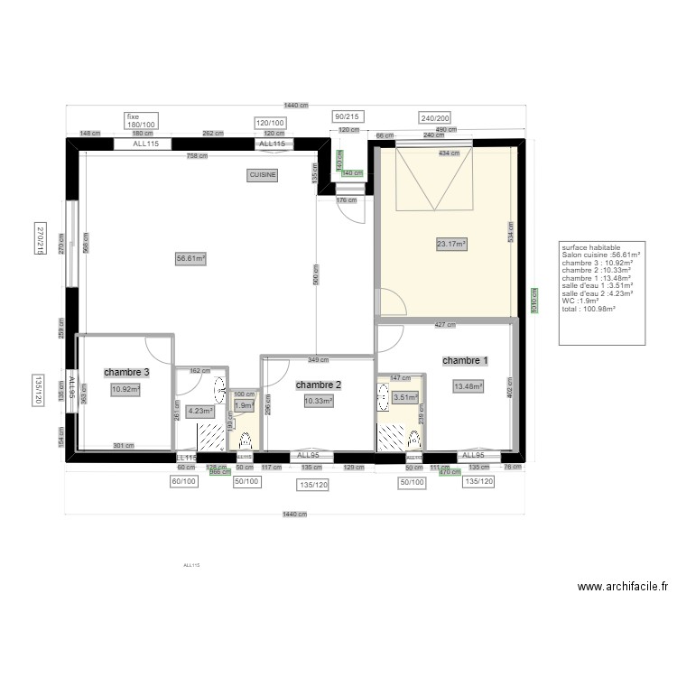 Parcey 45C variante 3. Plan de 7 pièces et 87 m2