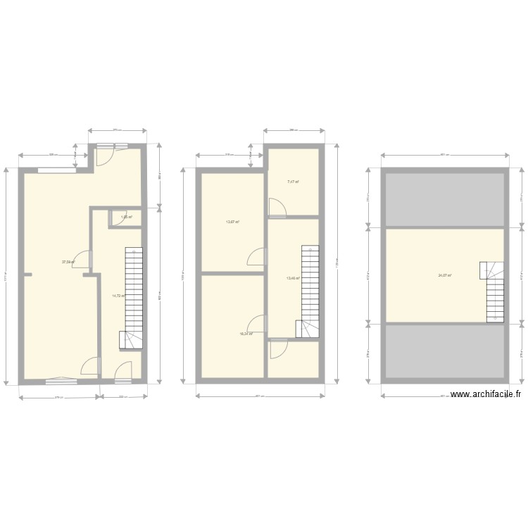 Cité CARLIER. Plan de 10 pièces et 157 m2