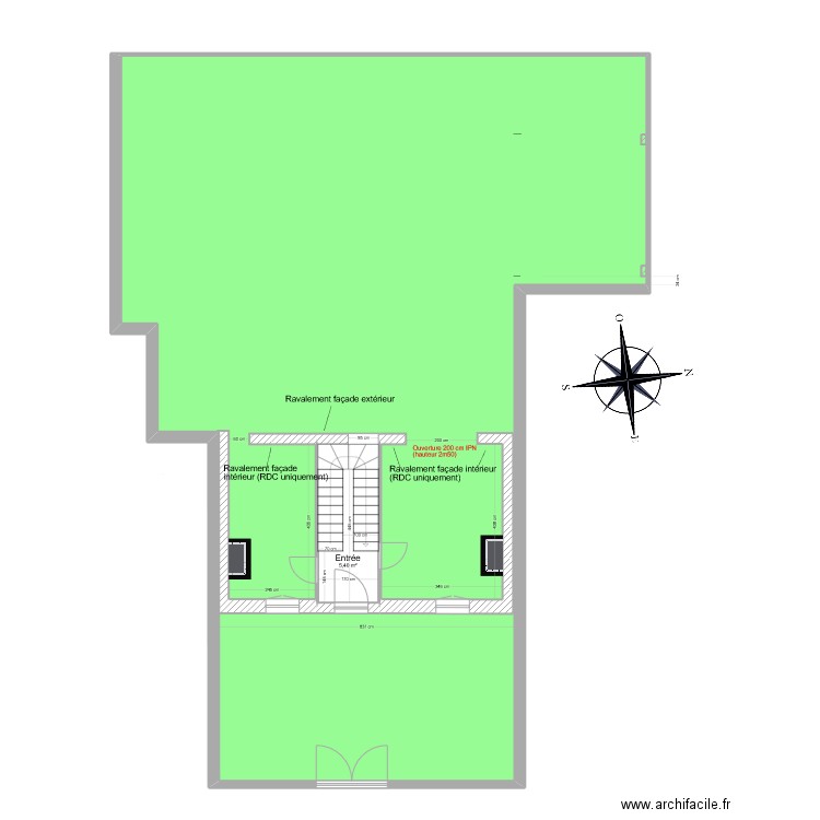 doumerc 2 ravalement facade. Plan de 7 pièces et 259 m2