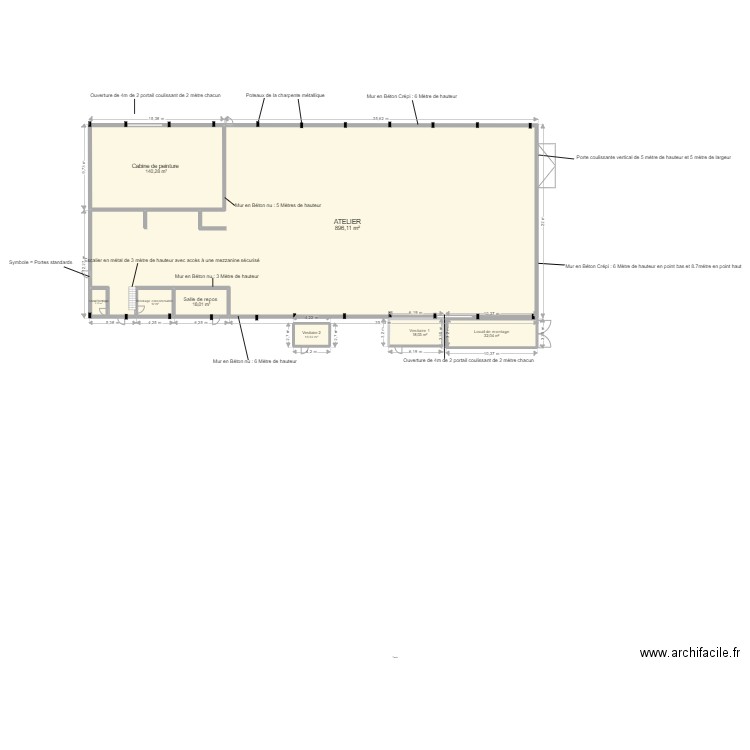 Usine villepinte 2. Plan de 8 pièces et 1132 m2