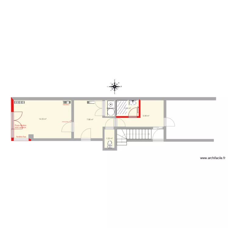rez de chauss&eacute;e saint ouen projet sans meubles 2507. Plan de 