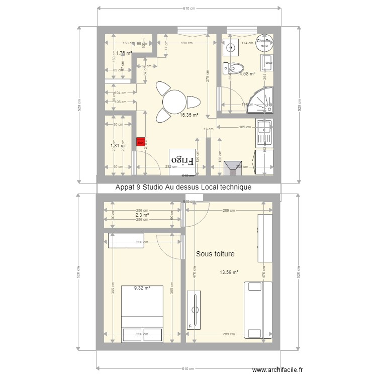 Appart 9  Studio au dessus Local Technique. Plan de 0 pièce et 0 m2