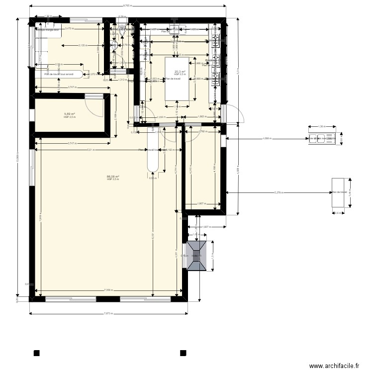 KOUREISH RECTIFIE3. Plan de 3 pièces et 112 m2