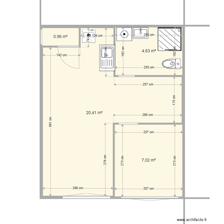 ESCAUPONT RDC. Plan de 4 pièces et 33 m2