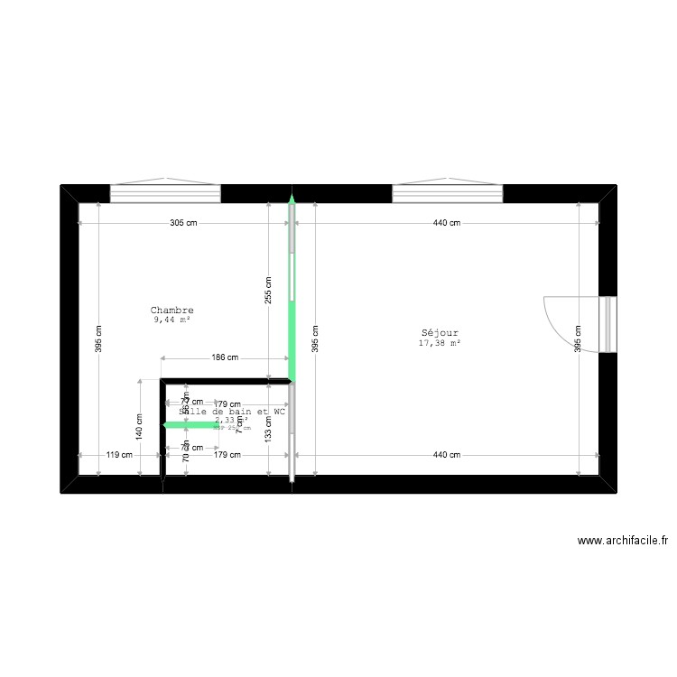 PLAN VILLEJUIH. Plan de 3 pièces et 29 m2