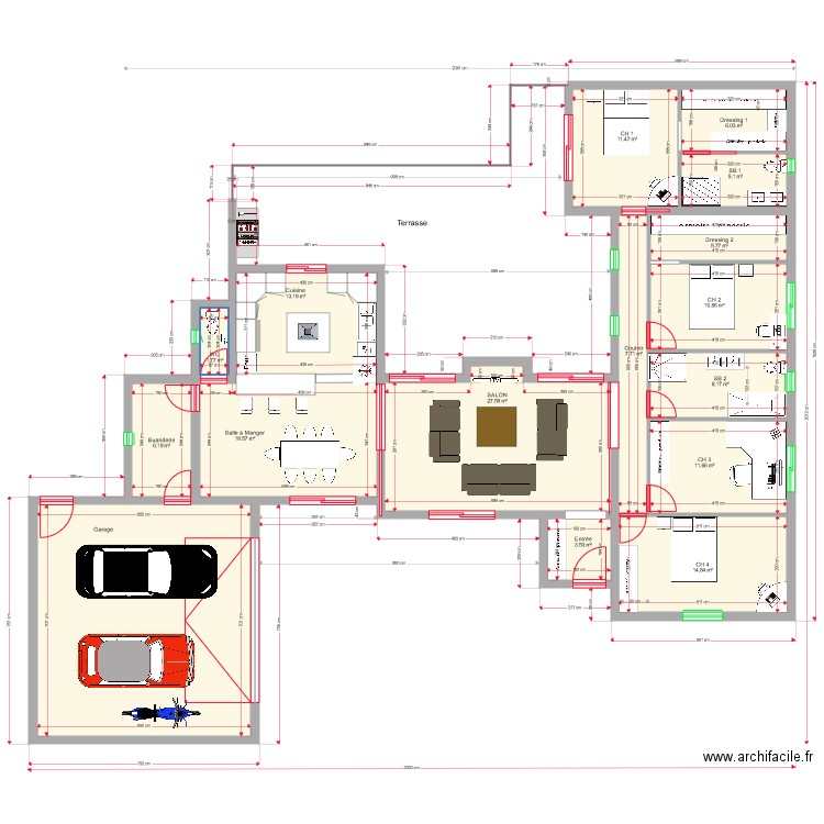 PLAN 152 m2 . Plan de 0 pièce et 0 m2