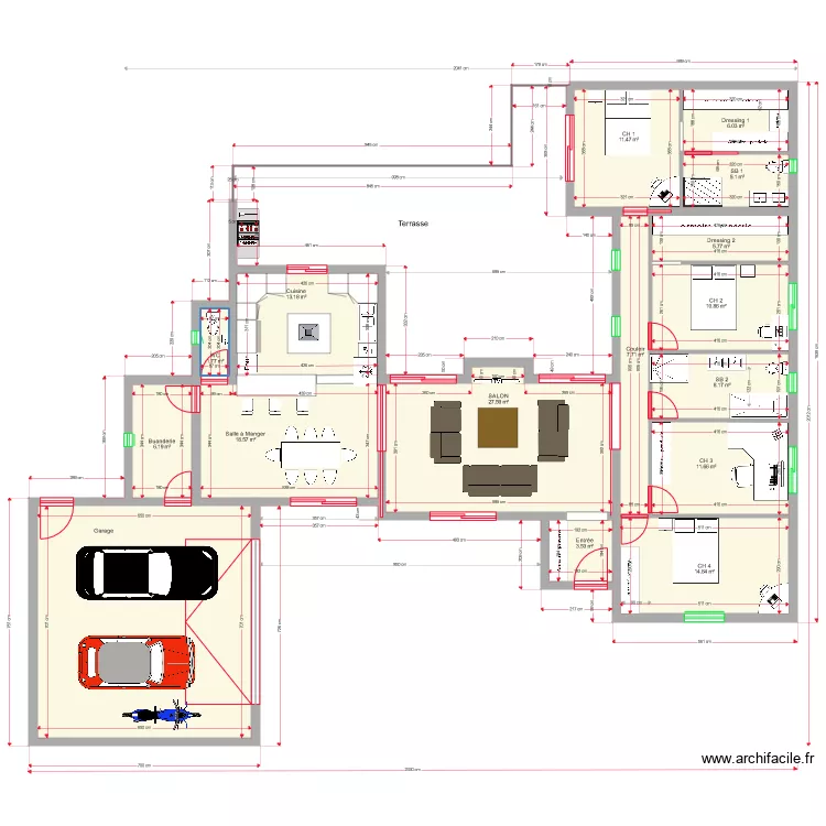 PLAN 152 m2 . Plan de 
