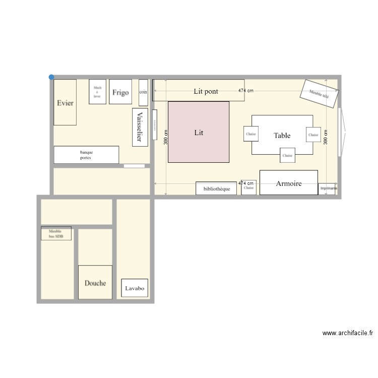 MERY. Plan de 7 pièces et 28 m2