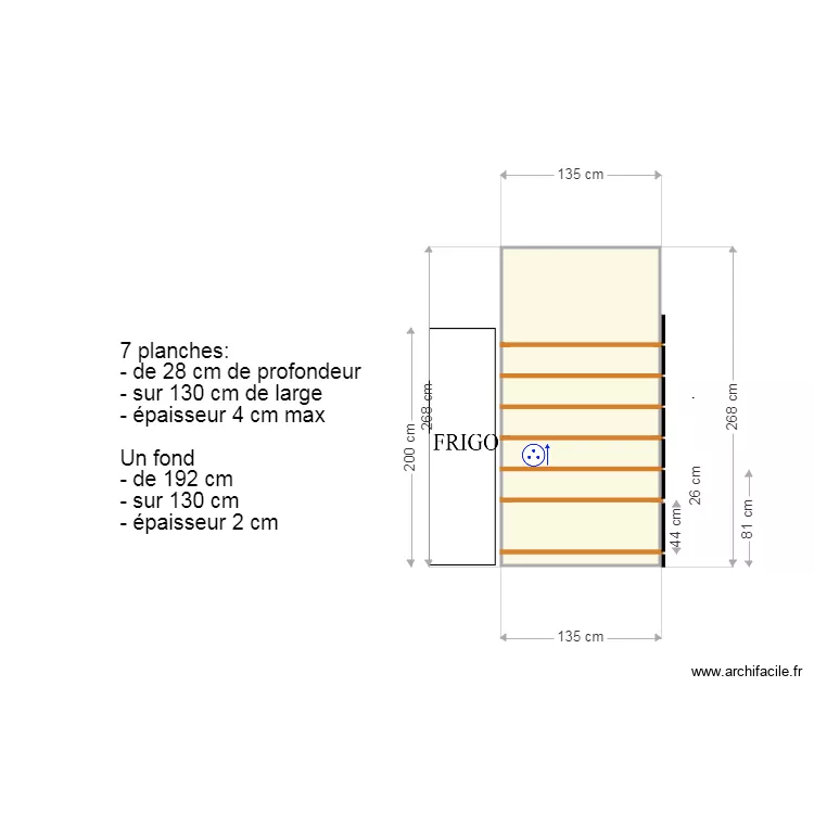 &eacute;tag&egrave;re &eacute;picerie. Plan de 