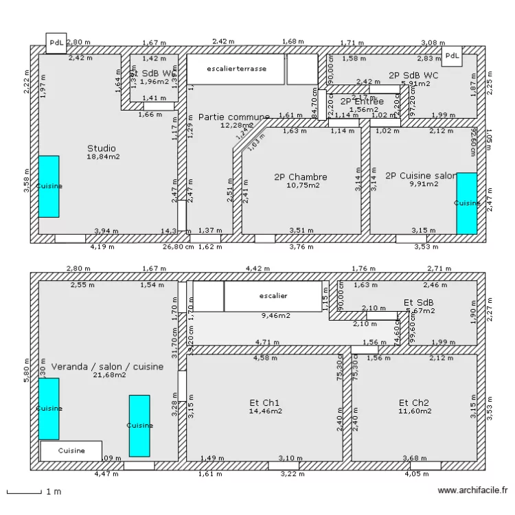 20?? A TERME 3 logements. Plan de 20?? A TERME 3 logements. Plan de