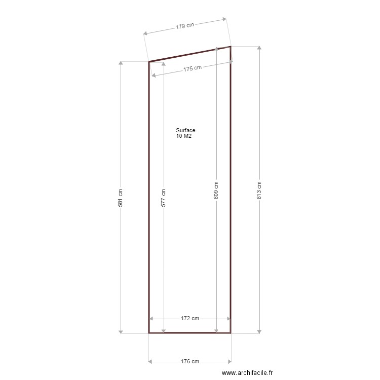 SURFACE AU SOL. Plan de 1 pièce et 10 m2