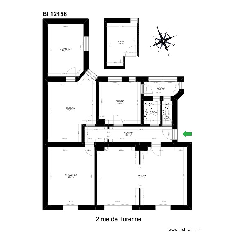 BI 12156. Plan de 14 pièces et 138 m2