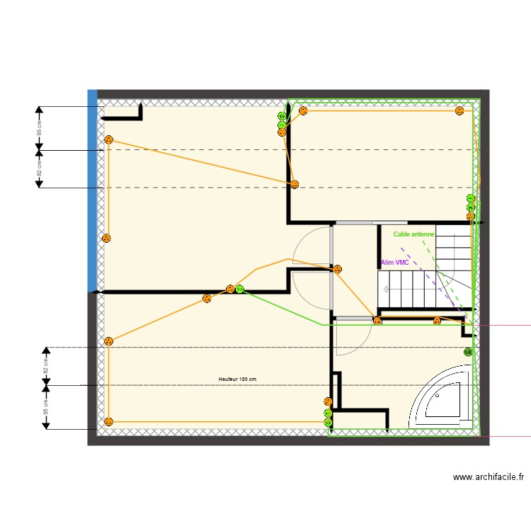 Maison 1er étage ELECTRICITE Circuit prise. Plan de 0 pièce et 0 m2