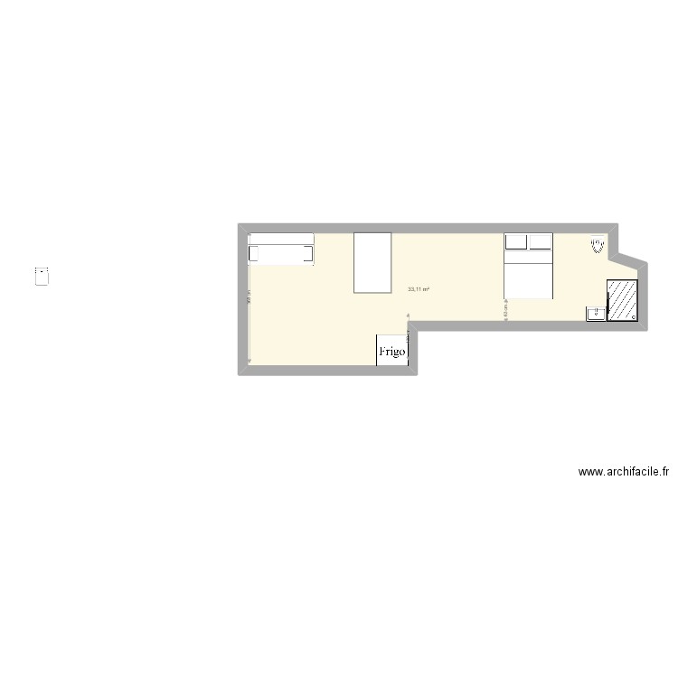 Loge 366bis. Plan de 1 pièce et 33 m2