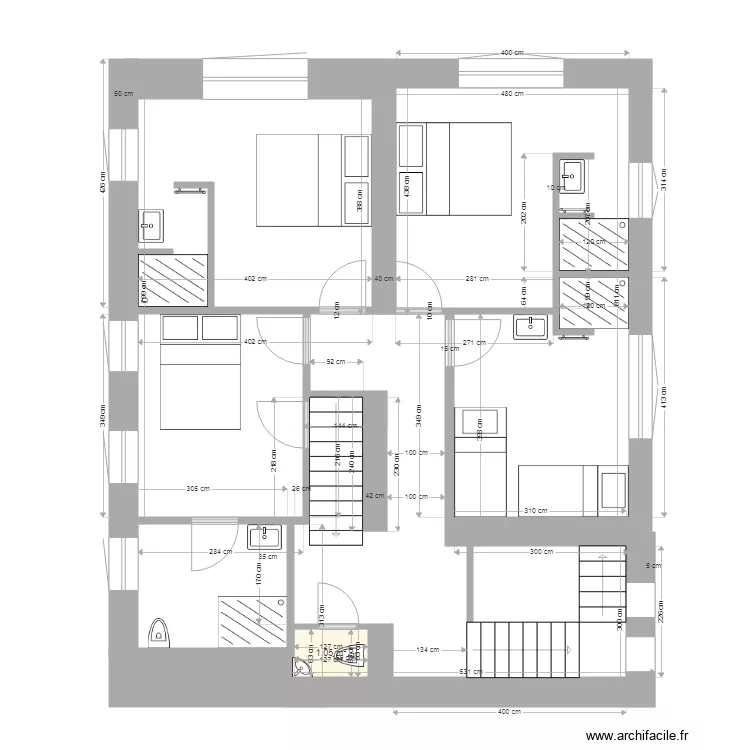 POUMAY  1 etage  cotations. Plan de 