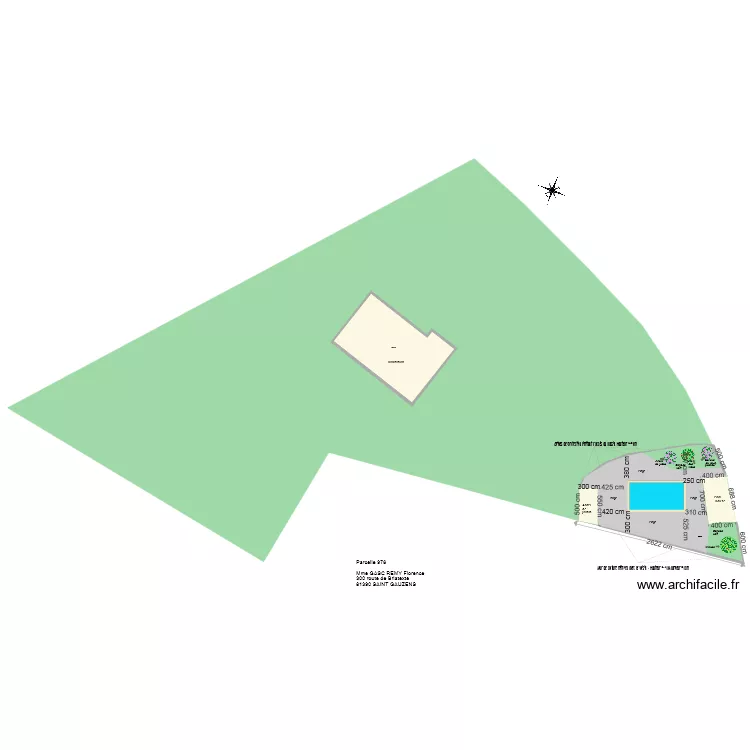Integration du projet sur le terrain 1 100&egrave;me. Plan de 