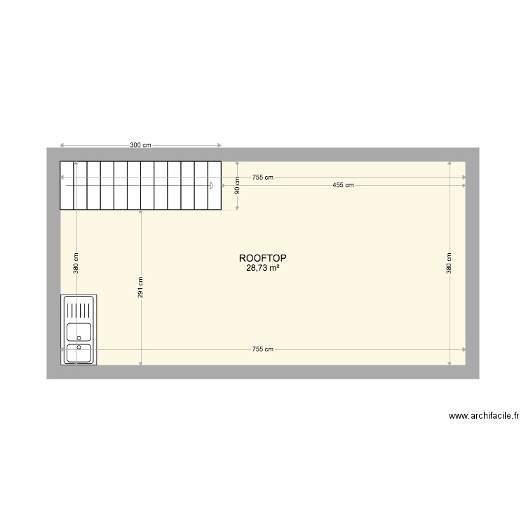 Roof top c. Plan de 1 pièce et 29 m2