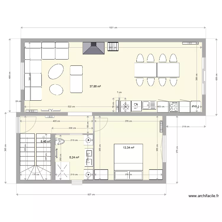 LEROUX LA BAULE RDC OPTION 1. Plan de 