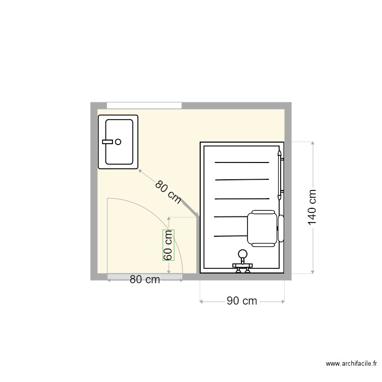 plan après travaux corre. Plan de 1 pièce et 3 m2