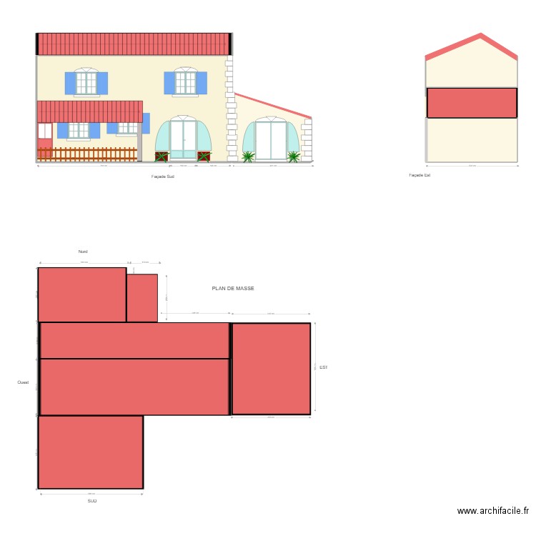 Plan de façade sud 2. Plan de 0 pièce et 0 m2