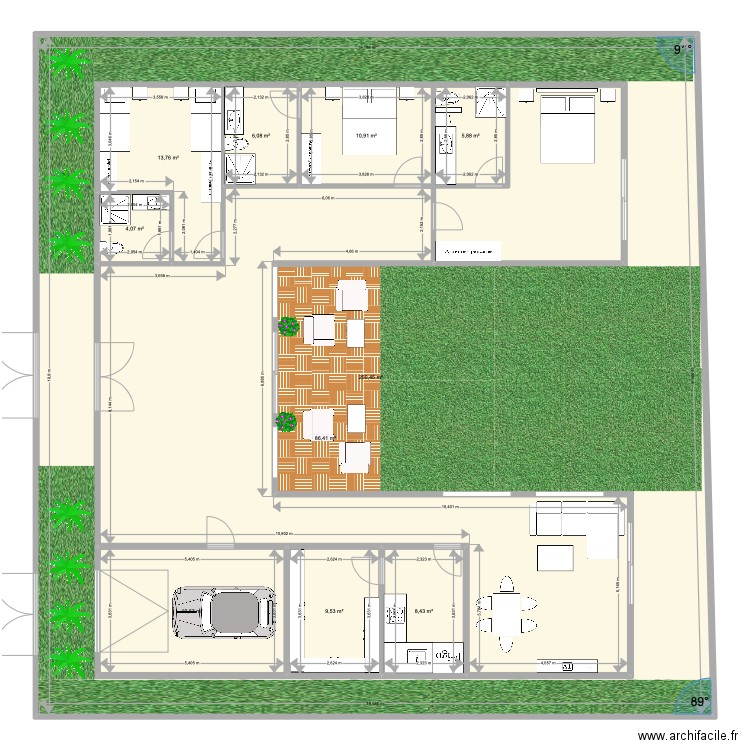 Maison Sénégal. Plan de 10 pièces et 550 m2