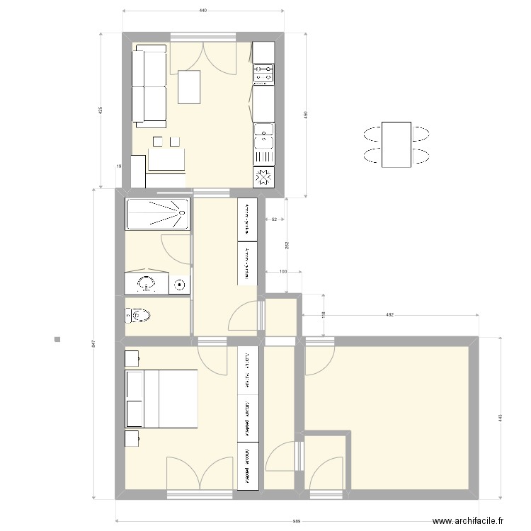 PLAN ROUFFIGNAC VERSION 4. Plan de 9 pièces et 65 m2