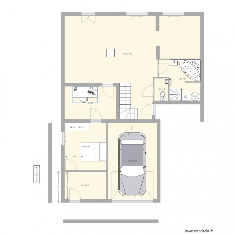 plan avec extension garage 2 1 1. Plan de 0 pièce et 0 m2