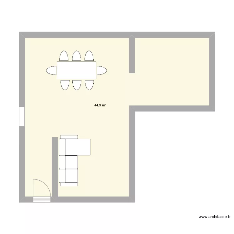 Salon. Plan de 1  et 45 m²