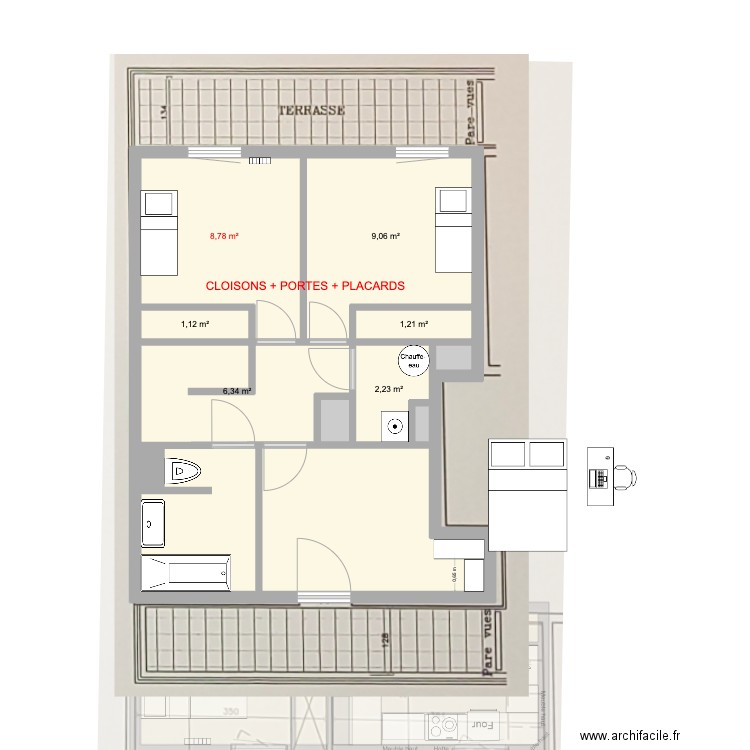 Quai Garonne - SdB haute. Plan de 24 pièces et 109 m2