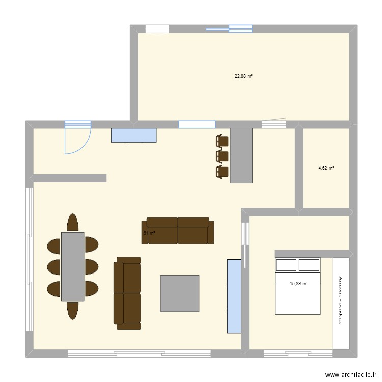 La Guerche_Projet agrandissement. Plan de 4 pièces et 104 m2