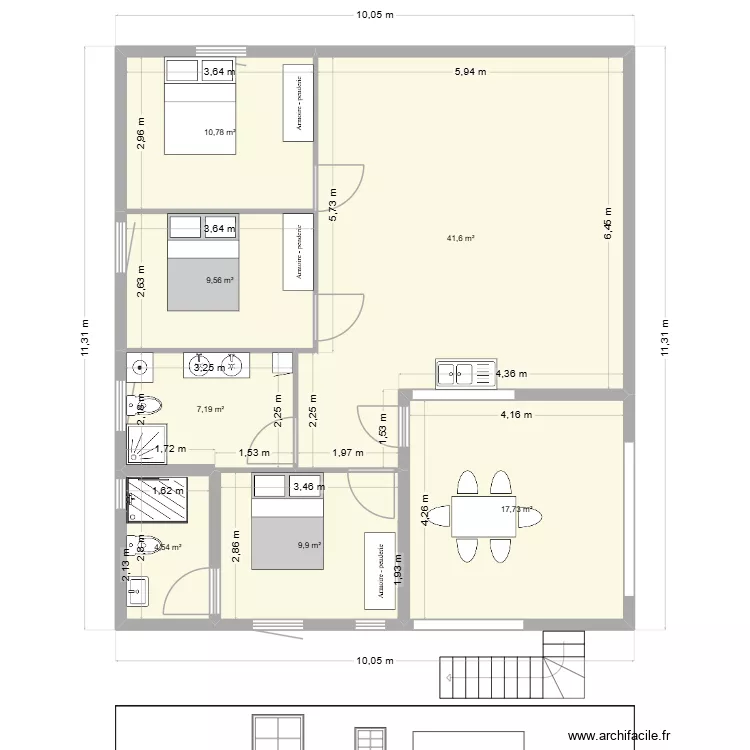michon 5. Plan de 7  et 101 m²