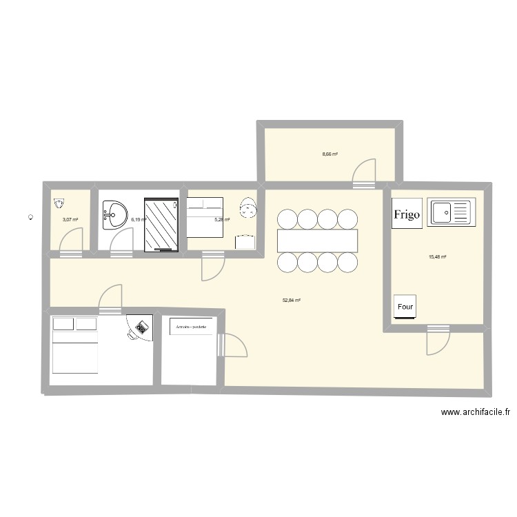 appartement. Plan de 6 pièces et 92 m2