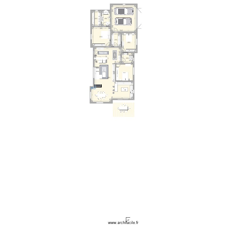 Nuestra cas 4. Plan de 9 pièces et 176 m2