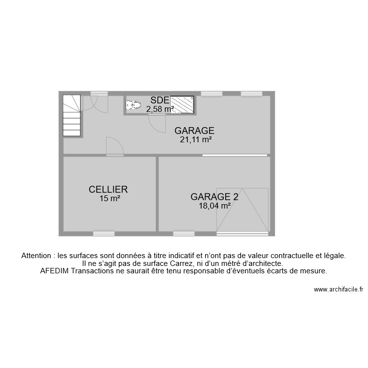 BI 8666 SOUS SOL . Plan de 5 pièces et 58 m2