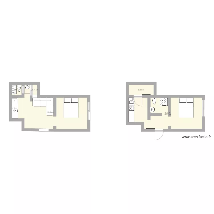 Studio 22m2. Plan de 