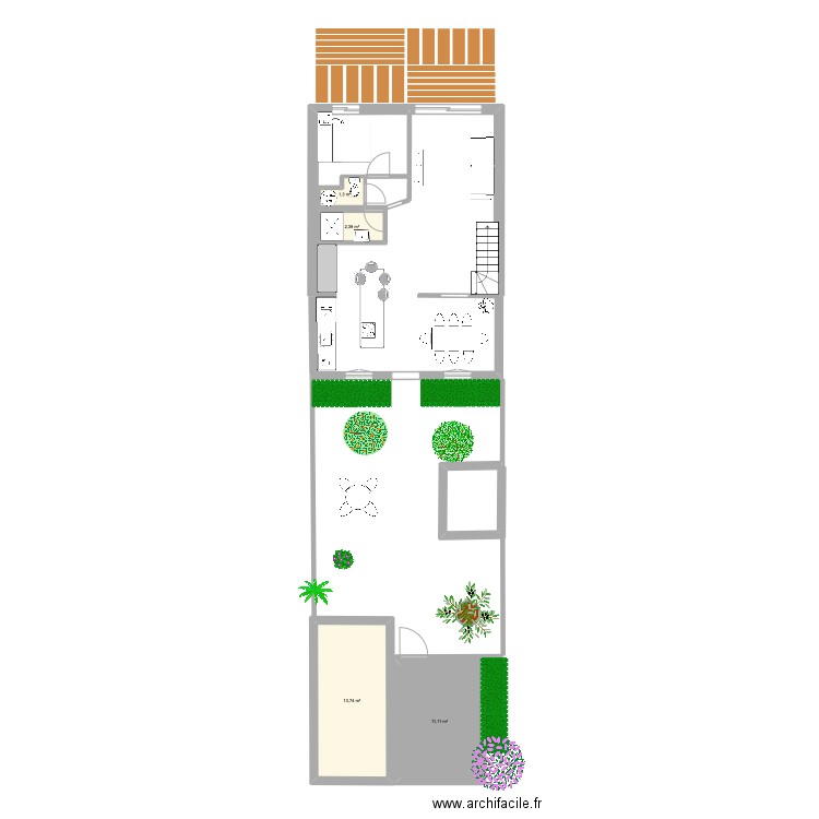 MAISON RDC modifiée. Plan de 4 pièces et 29 m2