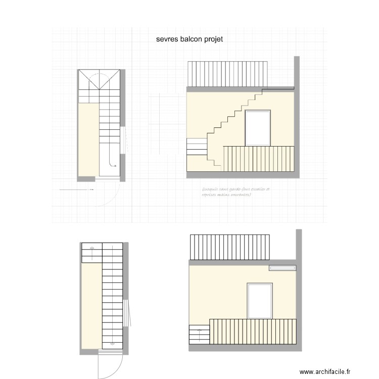 sevres balcon PROJET. Plan de 2 pièces et 17 m2