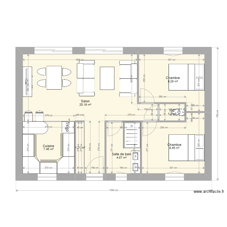 leleu lambert 1. Plan de 7 pièces et 59 m2