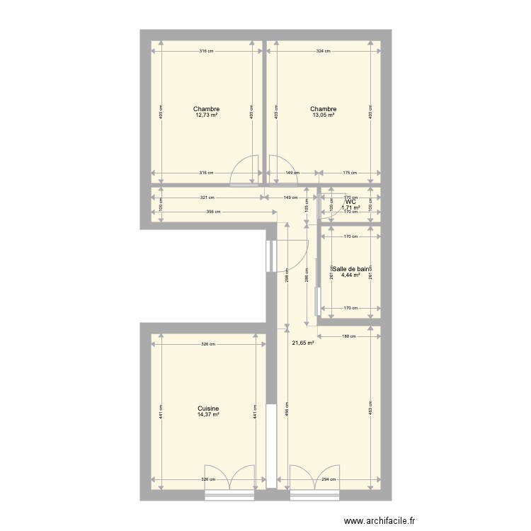 appartement 2. Plan de 6 pièces et 68 m2