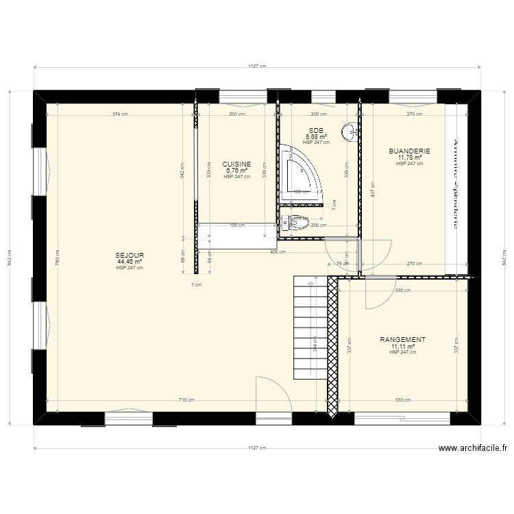 SIFFRINE_R0. Plan de 5 pièces et 81 m2