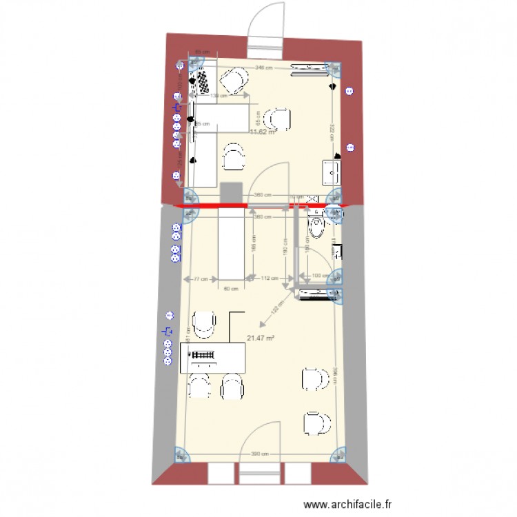 FONTVIELLE 3. Plan de 2 pièces et 33 m2