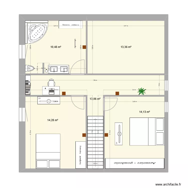 bureau3. Plan de 5  et 65 m²